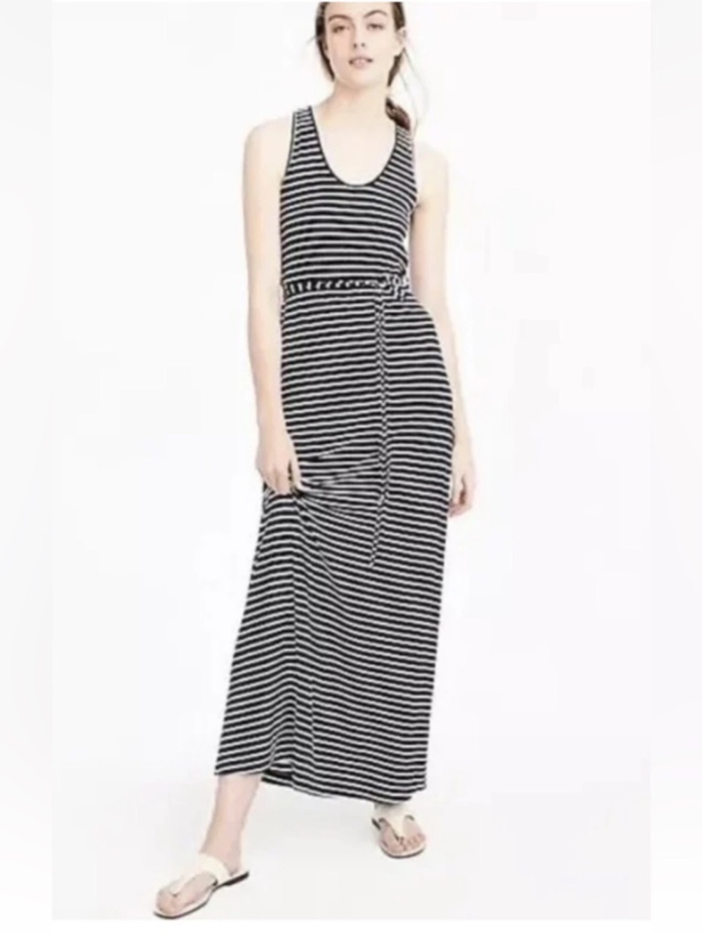 J. Crew Striped Maxi Tank Dress Navy & White sz S
